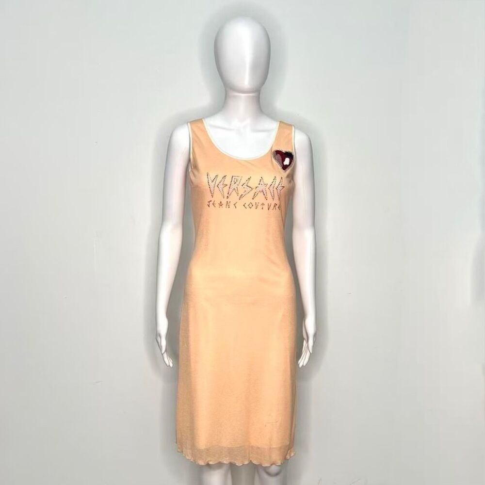 1990s Versace Jeans Couture beaded rhinestone dress size small-medium